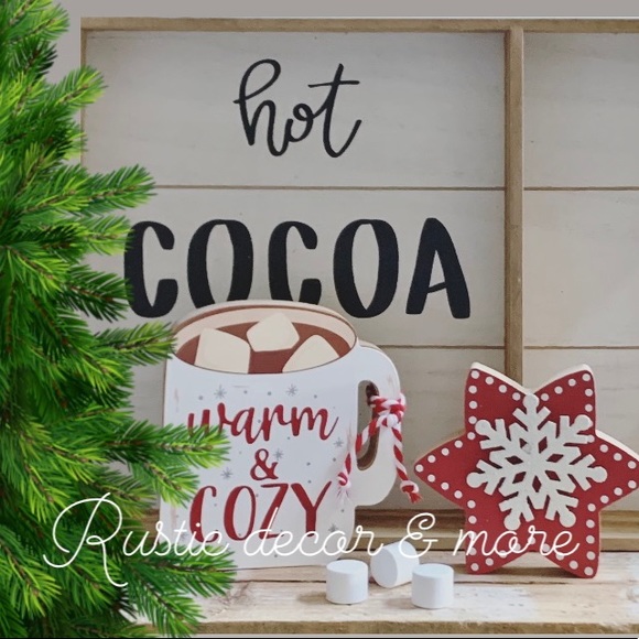 Hot Cocoa Mug Decor Sign & Star  for Tiered Trays - Picture 1 of 1